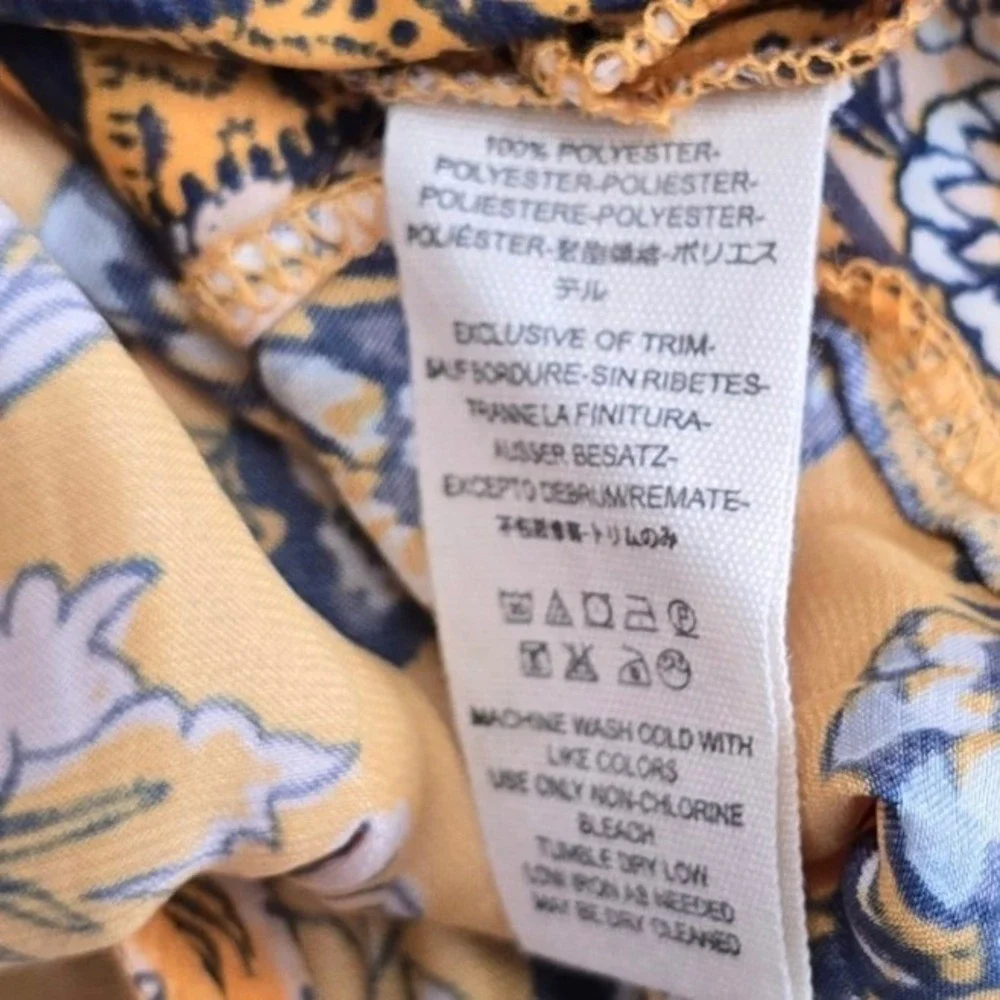 Free People Small Yellow Floral Paisley Handkerchief‎ Hem Halter Top Side Ties